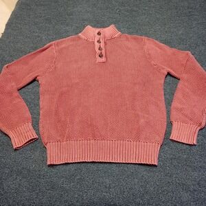 Lucky Brand Sweater Adult Large Brown Collared Heavy Knit Cozy Pullover